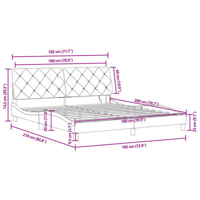 vidaXL Cadre de lit avec lumières LED noir 180x200 cm velours