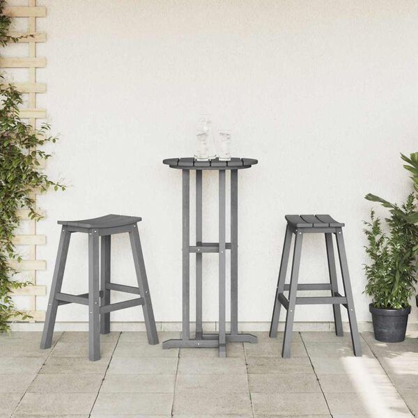 vidaXL Tabouret de bar 2 pcs Gris clair 52 x 43 x 73,5 cm HDPE