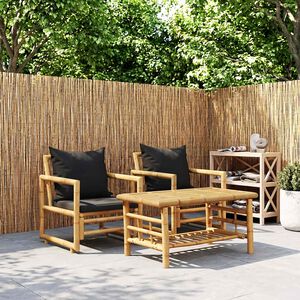 vidaXL Chaises de jardin avec coussins lot de 2 Bambou