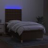 vidaXL Sommier &agrave; lattes de lit et matelas et LED Marron fonc&eacute; 90x190cm