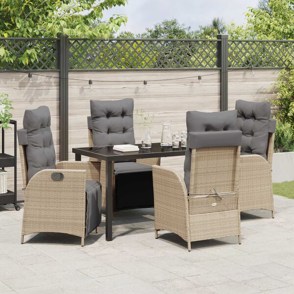 vidaXL Ensemble de salle &agrave; manger pour jardin 5 pcs Beige polyrotin