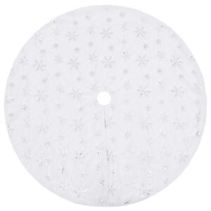 vidaXL Jupe de sapin de No&euml;l de luxe blanche 122 cm en fausse fourrure