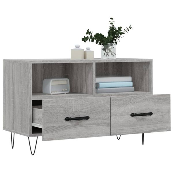 vidaXL Meuble TV Sonoma gris 80x36x50 cm Bois d'ing&eacute;nierie