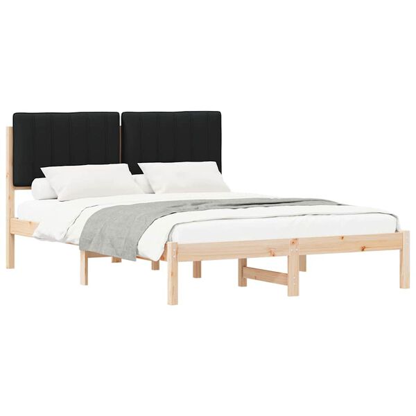 vidaXL Cadre de lit avec t&ecirc;te de lit rembourr&eacute;e Noir 140 x 200 cm