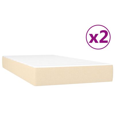 vidaXL Sommier à lattes de lit avec matelas Crème 200x200 cm Tissu