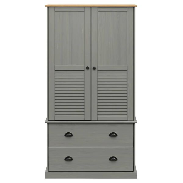 vidaXL Garde-robe VIGO gris 90x55x170 cm bois massif de pin