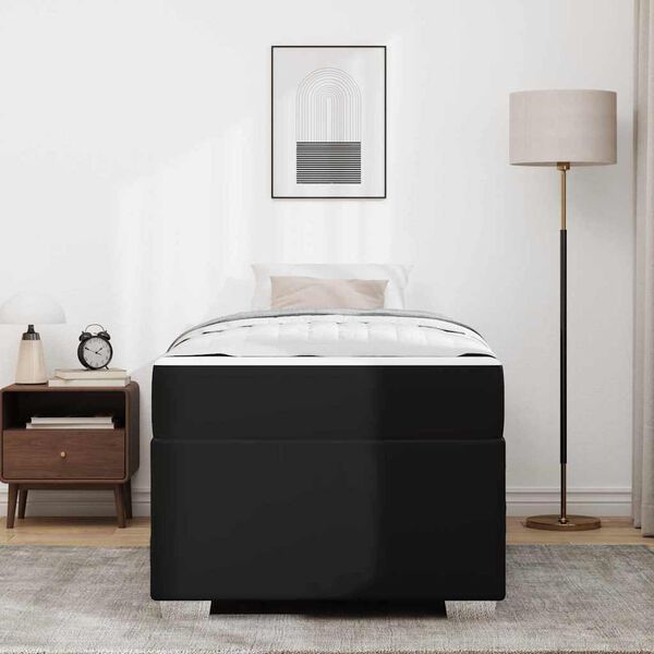 vidaXL Cadre de lit avec matelas Noir 90 x 190 cm tissu