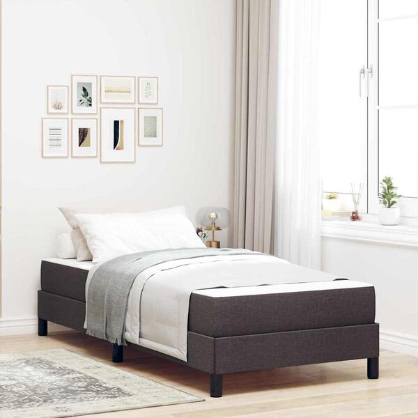 vidaXL Lit &agrave; ressorts avec matelas Marron fonc&eacute; 100 x 200 cm tissu