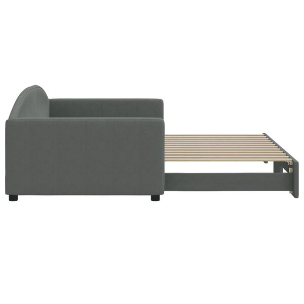 vidaXL Lit de jour avec gigogne sans matelas gris fonc&eacute; 100x200 cm