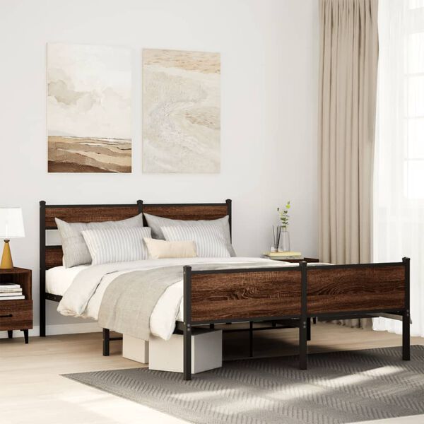vidaXL Cadre de lit sans matelas ch&ecirc;ne marron 140x200 cm