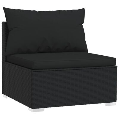 vidaXL Salon de jardin 10 pcs avec coussins Noir Résine tressée