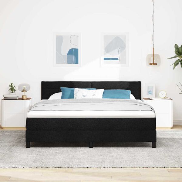 vidaXL Lit &agrave; ressorts avec matelas avec LED Noir 180 x 200 cm tissu