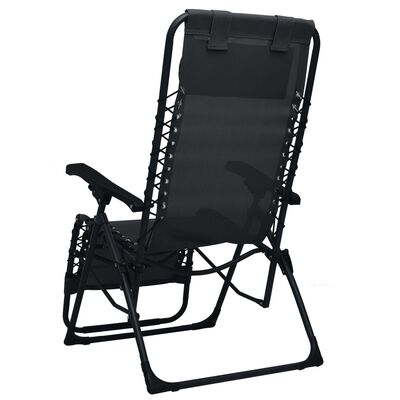 vidaXL Chaise pliable de terrasse Noir Textilène