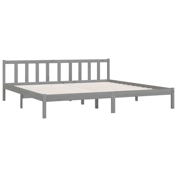 vidaXL Cadre de lit sans matelas gris bois massif 200x200 cm