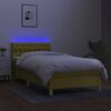 vidaXL Sommier &agrave; lattes de lit avec matelas et LED Vert 90x200cm Tissu
