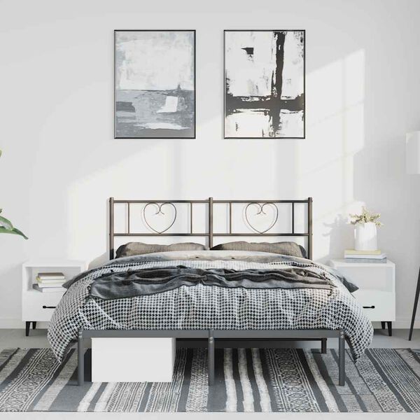 vidaXL Cadre de lit m&eacute;tal sans matelas avec t&ecirc;te de lit noir 150x200cm