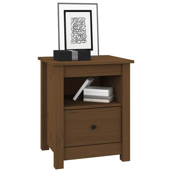 vidaXL Table de chevet Marron miel 40x35x49 cm Bois de pin massif
