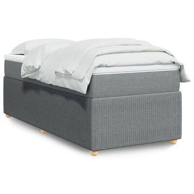 vidaXL Sommier à lattes de lit avec matelas Gris clair 90x200 cm Tissu