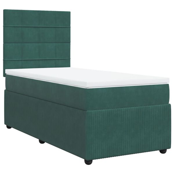 vidaXL Sommier &agrave; lattes de lit avec matelas Vert fonc&eacute; 90x200 cm