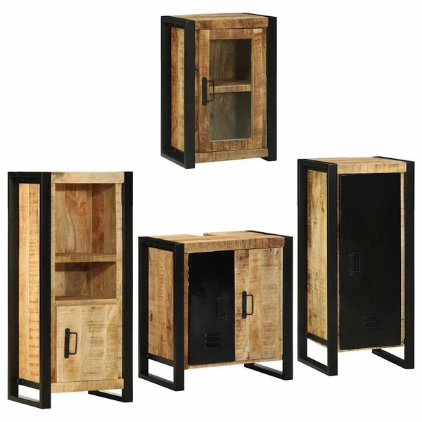 vidaXL Ensemble de mobilier de salle de bain avec &eacute;tag&egrave;re 4 pcs