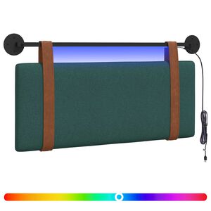 vidaXL T&ecirc;te de lit suspendue Avec lumi&egrave;re LED Vert fonc&eacute; PU antique