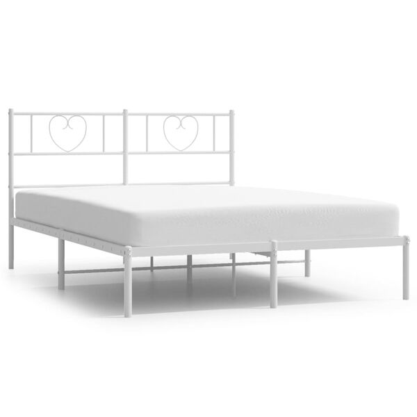 vidaXL Cadre de lit m&eacute;tal sans matelas et t&ecirc;te de lit blanc 160x200 cm