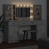 vidaXL Ensemble de table de maquillage avec LED 3 pcs Gris b&eacute;ton