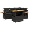 vidaXL Salon de jardin 5 pcs avec coussins noir r&eacute;sine tress&eacute;e