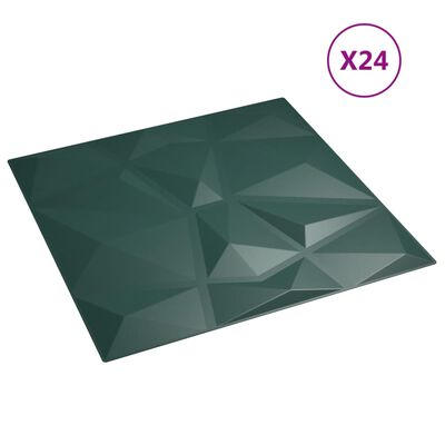 vidaXL Panneaux muraux 24 pcs vert 50x50 cm XPS 6 m² losange
