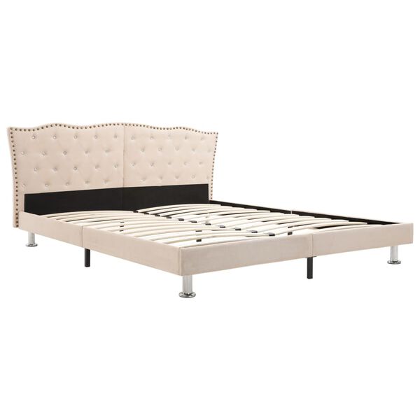 vidaXL Lit avec matelas Beige Tissu 160x200 cm