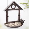 HI Mangeoire &agrave; oiseaux suspendue sous forme de maison 18 cm Marron