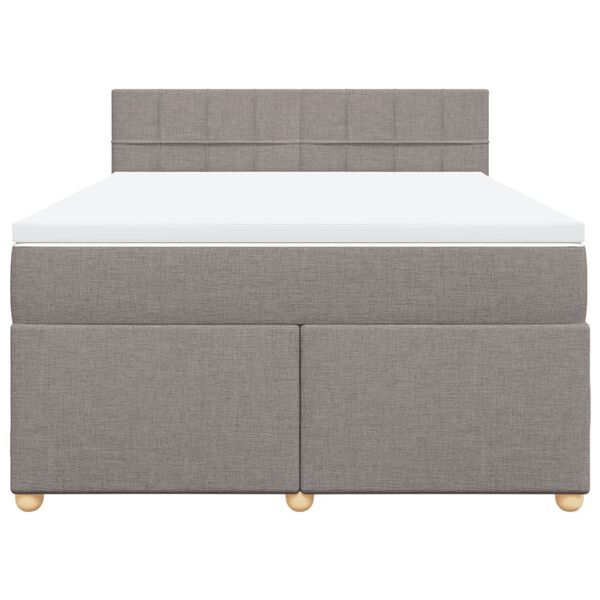 vidaXL Sommier &agrave; lattes de lit avec matelas Taupe 140x200 cm Tissu