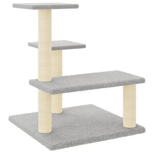 vidaXL Arbre &agrave; chat avec griffoirs en sisal gris clair 61 cm