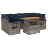 vidaXL Salon de jardin avec coussins 7 pcs gris r&eacute;sine tress&eacute;e
