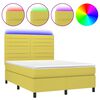vidaXL Sommier &agrave; lattes de lit et matelas et LED Vert 140x190 cm Tissu
