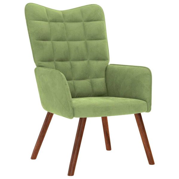 vidaXL Chaise de relaxation avec tabouret Vert clair Velours