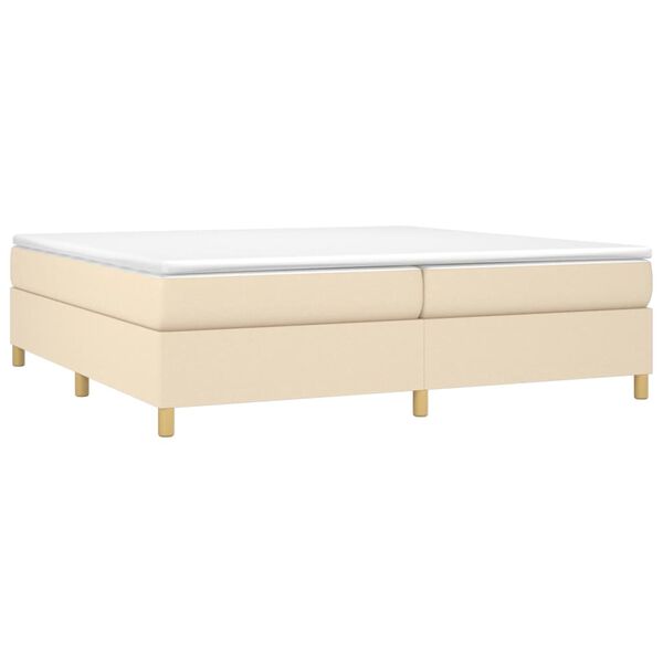 vidaXL Sommier à lattes de lit avec matelas Crème 200x200 cm Tissu