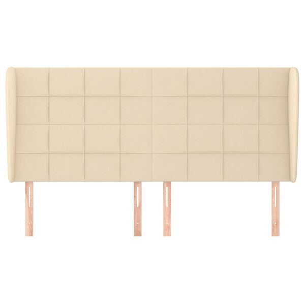 vidaXL T&ecirc;te de lit avec oreilles Cr&egrave;me 203x23x118/128 cm Tissu