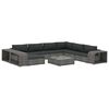 vidaXL Salon de jardin 10 pcs avec coussins R&eacute;sine tress&eacute;e Gris