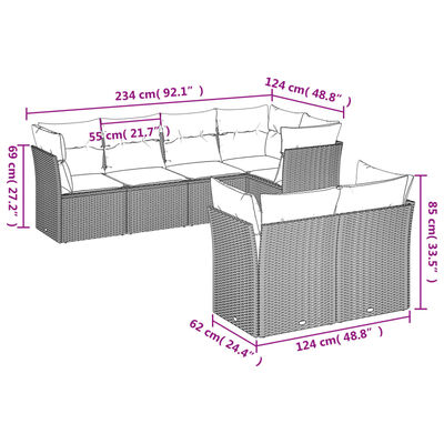 vidaXL Salon de jardin avec coussins 7 pcs beige résine tressée