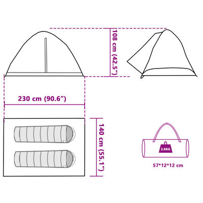 vidaXL Tente de camping à dôme 2 personne vert imperméable