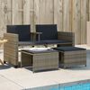 vidaXL Canap&eacute; de jardin 2 places avec table et tabourets gris rotin
