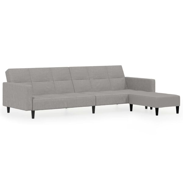 vidaXL Canap&eacute;-lit &agrave; 2 places avec tabouret Gris clair Tissu microfibre
