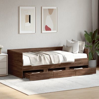 vidaXL Lit de jour avec tiroirs sans matelas chêne marron 75x190 cm