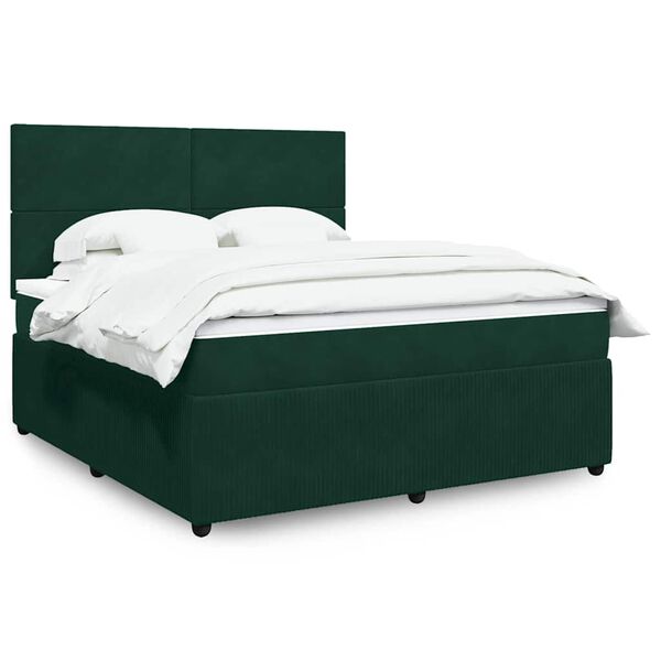vidaXL Sommier &agrave; lattes de lit et matelas Vert fonc&eacute; 180x200cm Velours