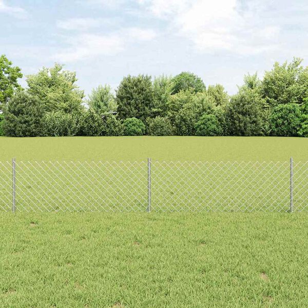 vidaXL Cl&ocirc;ture avec poteau Argent&eacute; 0,4 x 25 m Acier