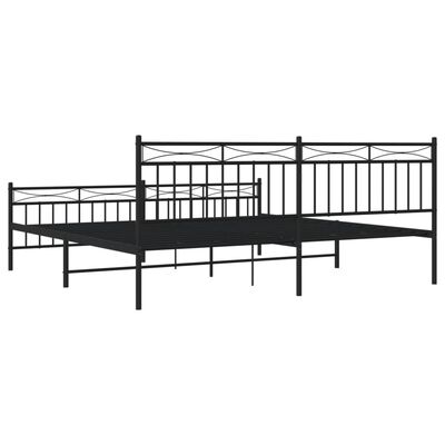 vidaXL Cadre de lit métal sans matelas avec pied de lit noir 200x200cm