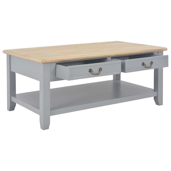 vidaXL Table basse Gris 100x50x41,5 cm Bois de Paulownia solide