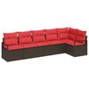 vidaXL Ensemble de canap&eacute; de jardin 6 pcs Marron et rouge polyrotin