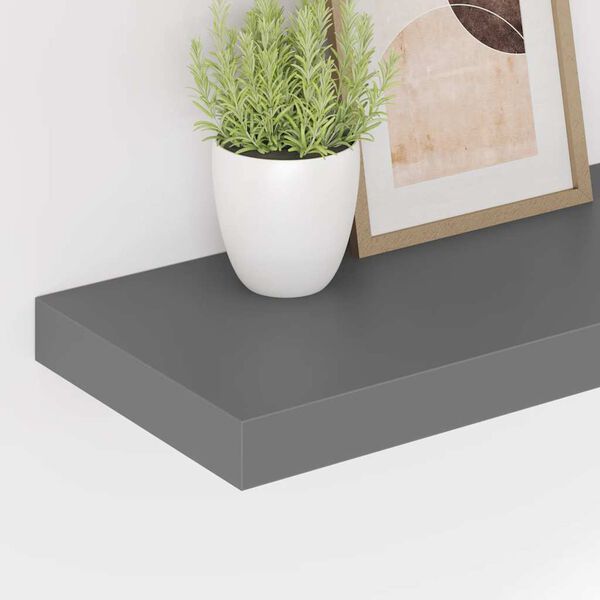 vidaXL &Eacute;tag&egrave;re murale flottante 2 pcs Gris brillant 60x23,5x3,8 cm MDF